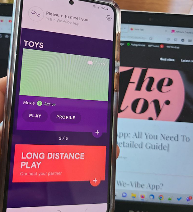 we-vibe app connected toy screen