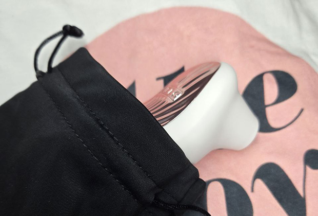 Storing LELO Sona 3 in its satin travel pouch—compact and discreet enough for weekend trips or nightstand drawers