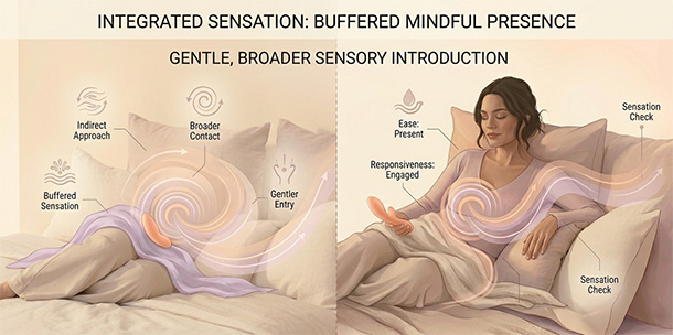 Illustration showing indirect, buffered introduction of a vibrator for a gentler start.