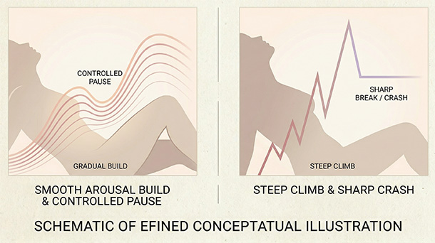 Conceptual illustration showing how an early gentle pause preserves momentum better than a late emergency stop.