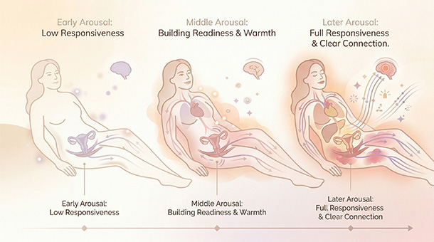 Illustration showing that internal sensation may become more noticeable and meaningful as arousal builds.