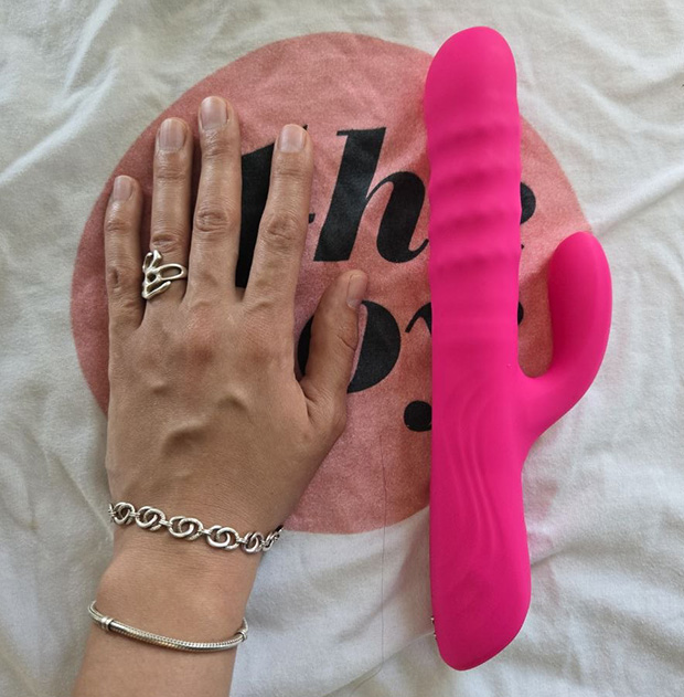 Velvo compared to a female hand for real life sizing.