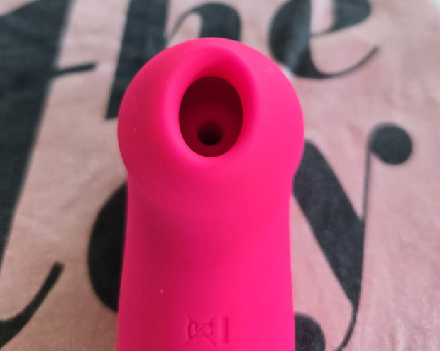 Detailed close-up of the Lovense Fizz air-pulse silicone mouth, showing the soft oval rim measuring approximately 0.47 by 0.71 inches with visible rim flexibility
